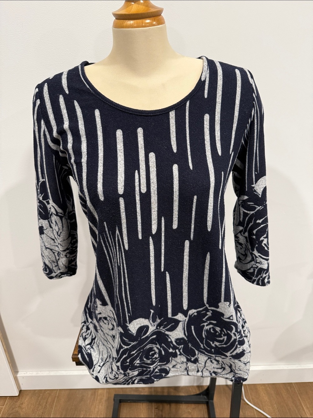 Papa Vancouver Striped Knit Sweater - Navy & Gray